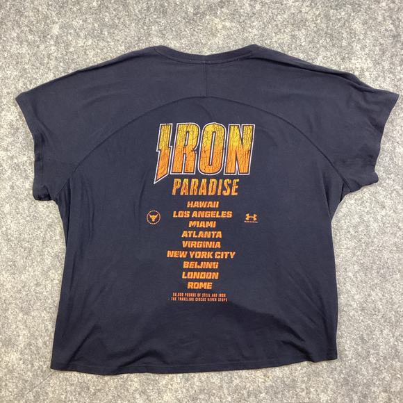 Under Armour Iron Paradise Loose Workout T Shirt Black Orange Size XL 486 - Picture 3 of 8
